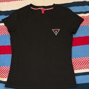 GUESS Black Short Sleeve V-Neck Tee